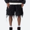 Allover Frayed Denim Shorts - Black -clothing Allover Frayed Denim Shorts Black