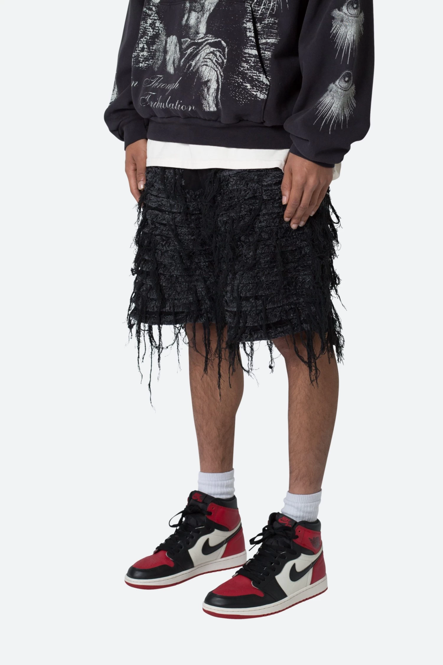 Allover Frayed Denim Shorts - Black 5 Allover Frayed Denim Shorts - Black - Image 3