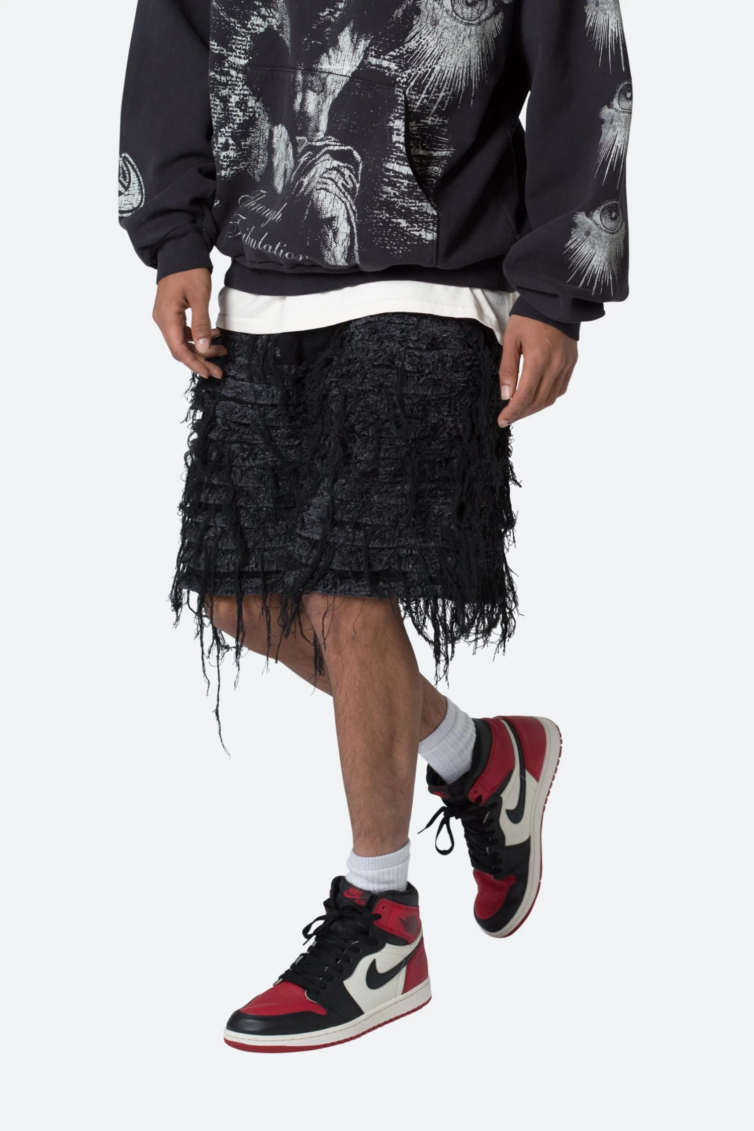 Allover Frayed Denim Shorts - Black 8 Allover Frayed Denim Shorts - Black - Image 6