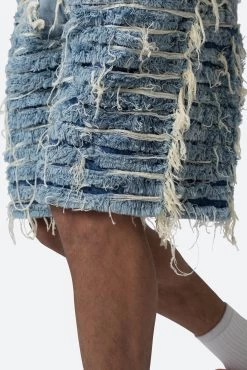 Allover Frayed Denim Shorts - Blue -clothing Allover Frayed Denim Shorts Blue 8