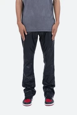 B169 Leather Flare Pants - Black