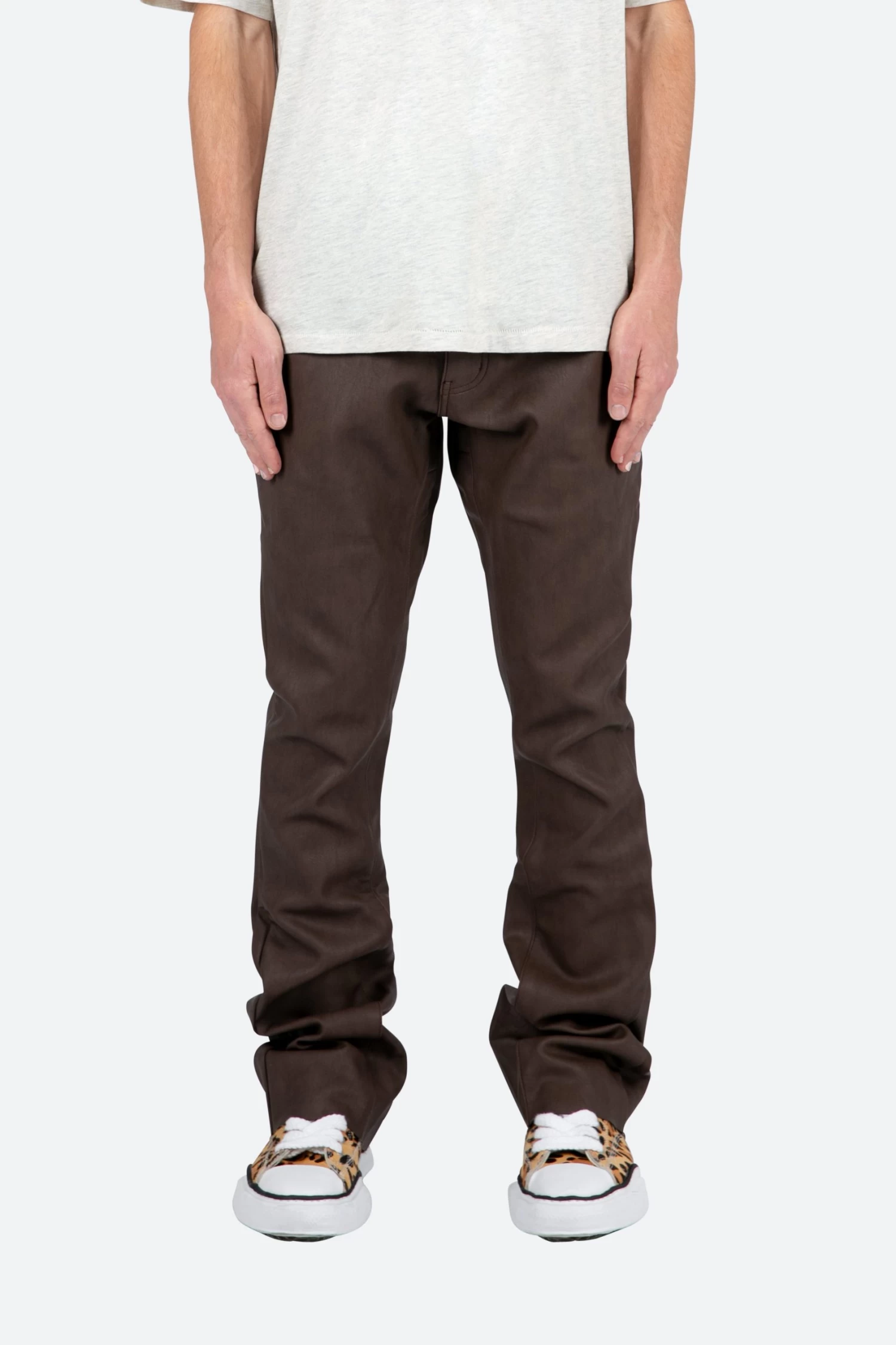 B460 Leather Flare Pants - Brown 4 B460 Leather Flare Pants - Brown - Image 2