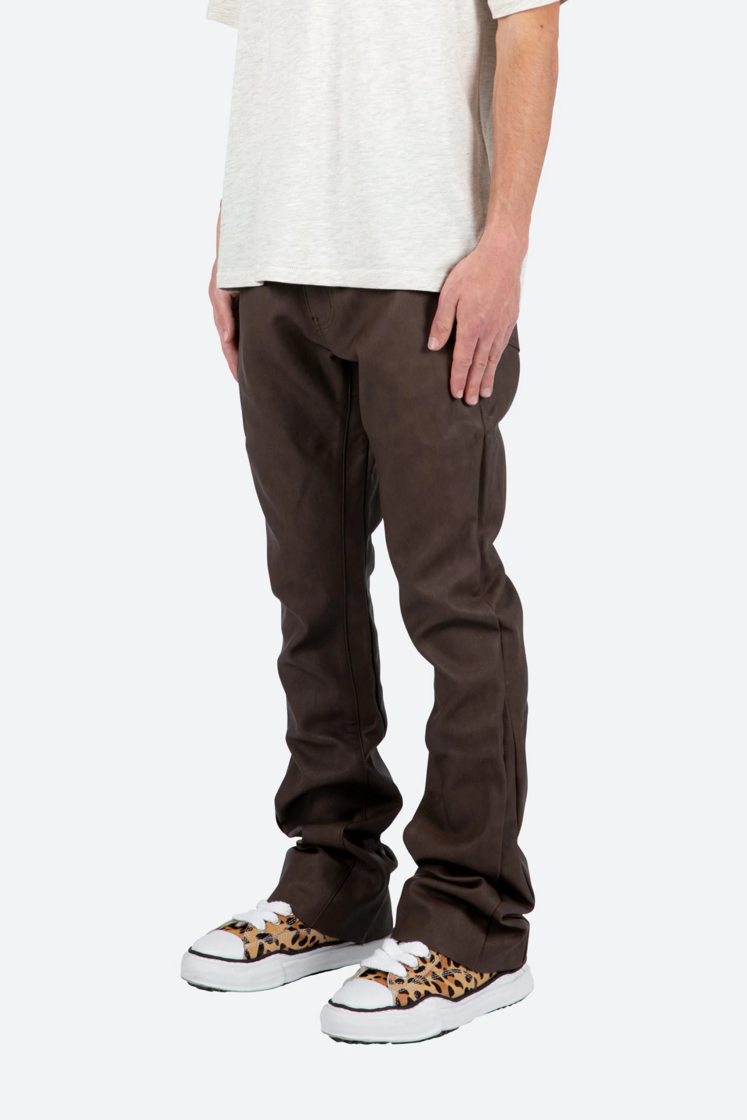 B460 Leather Flare Pants - Brown 5 B460 Leather Flare Pants - Brown - Image 3