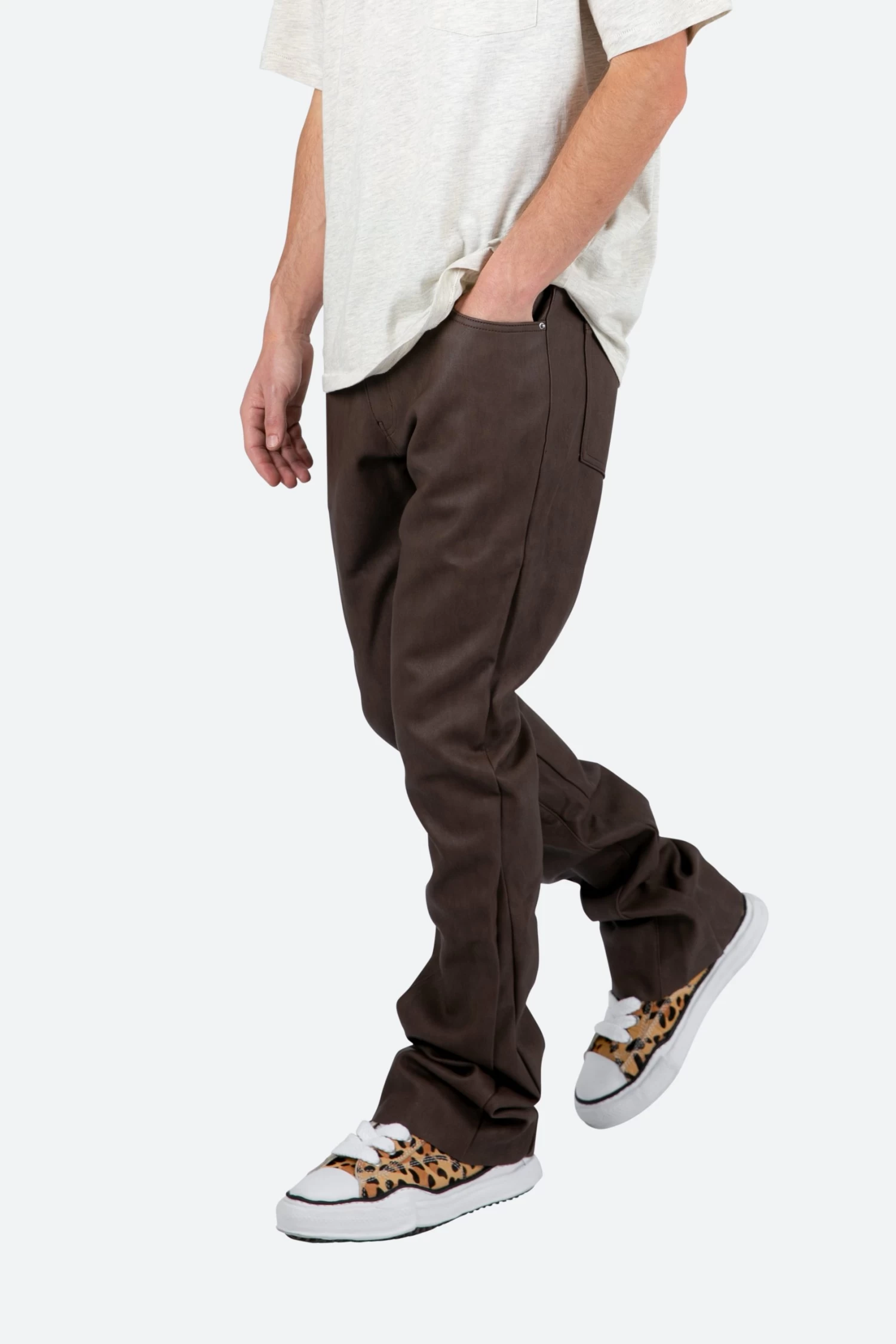 B460 Leather Flare Pants - Brown 8 B460 Leather Flare Pants - Brown - Image 6