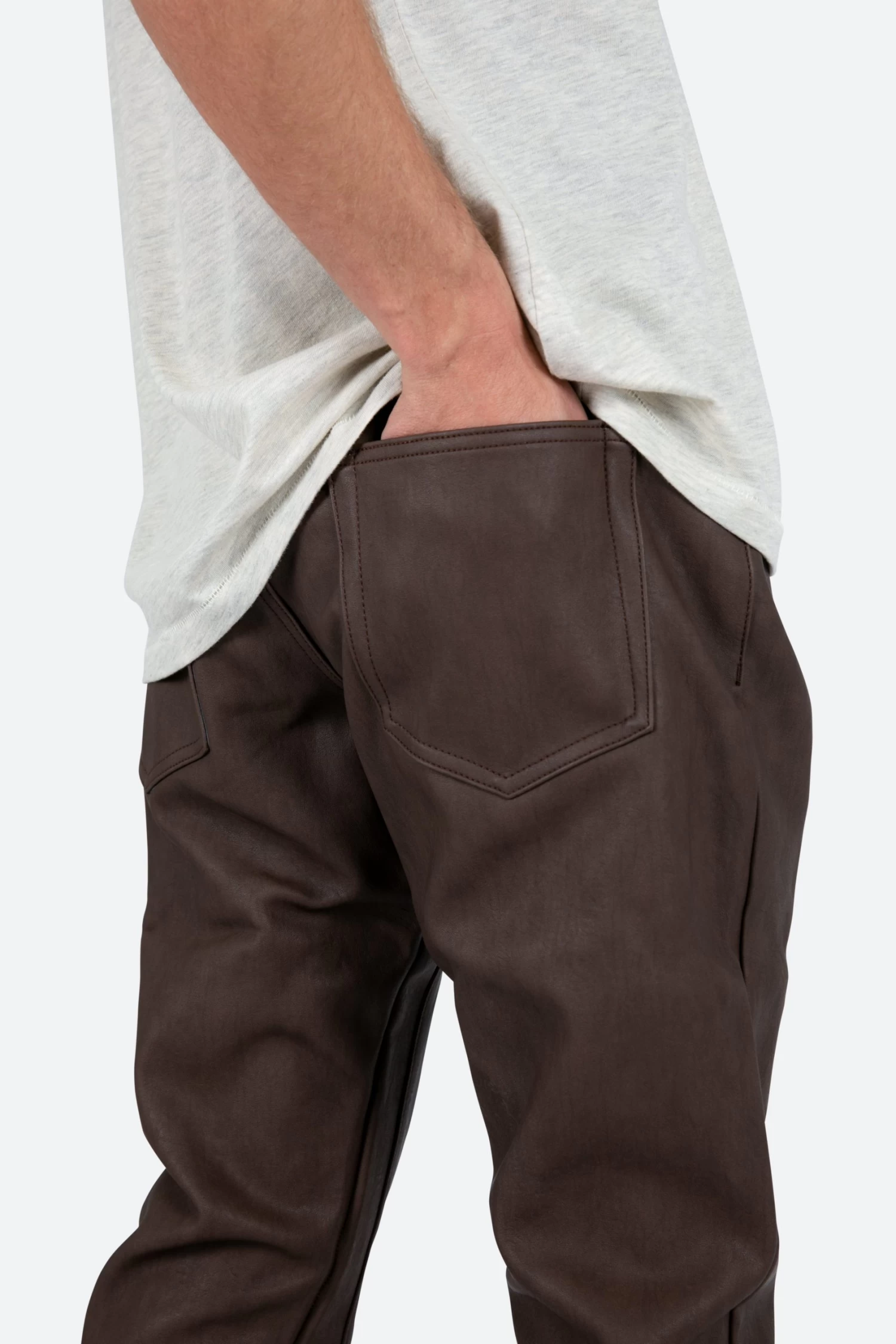 B460 Leather Flare Pants - Brown 10 B460 Leather Flare Pants - Brown - Image 8