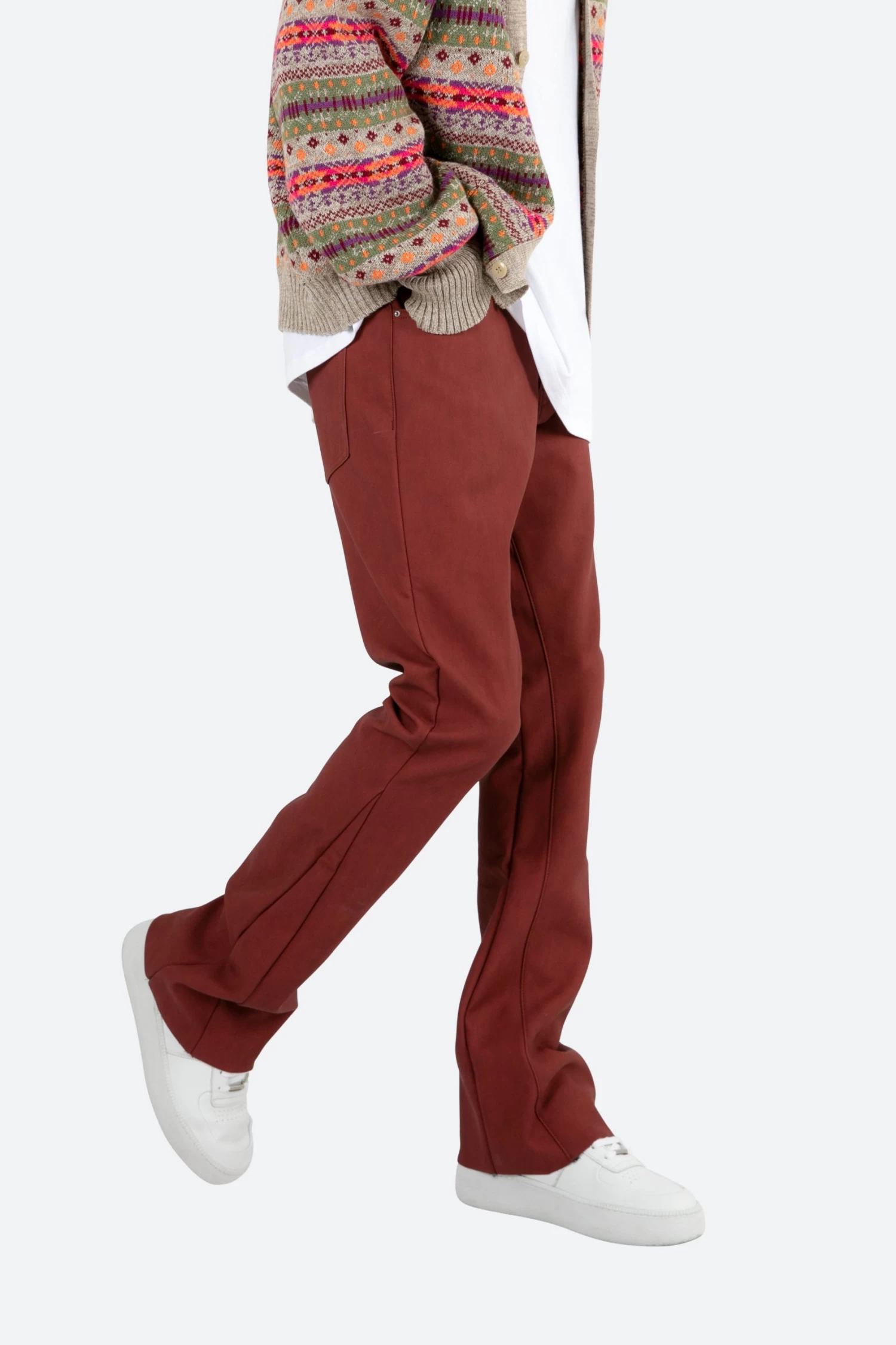 B460 Leather Flare Pants - Burgundy 4 B460 Leather Flare Pants - Burgundy - Image 2