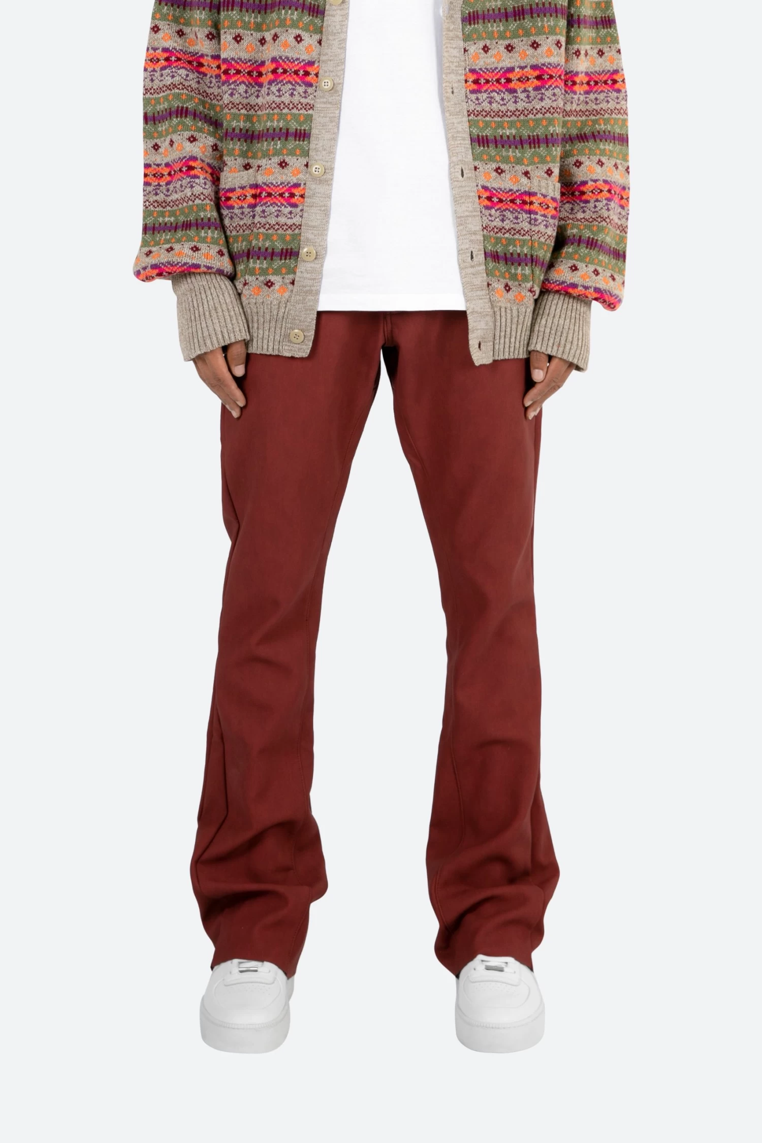 B460 Leather Flare Pants - Burgundy 5 B460 Leather Flare Pants - Burgundy - Image 3