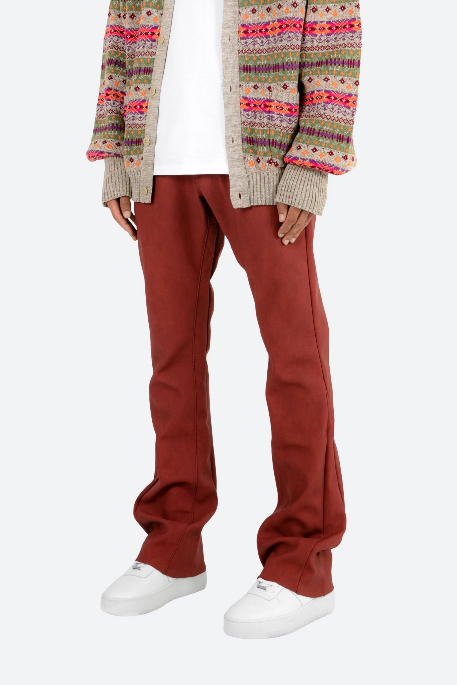 B460 Leather Flare Pants - Burgundy 6 B460 Leather Flare Pants - Burgundy - Image 4