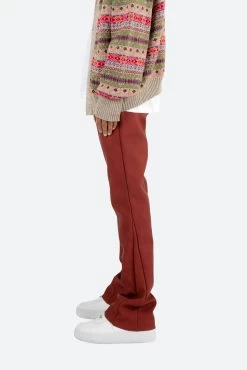 B460 Leather Flare Pants - Burgundy 15 B460 Leather Flare Pants - Burgundy -clothing B460 Leather Flare Pants Burgundy 5