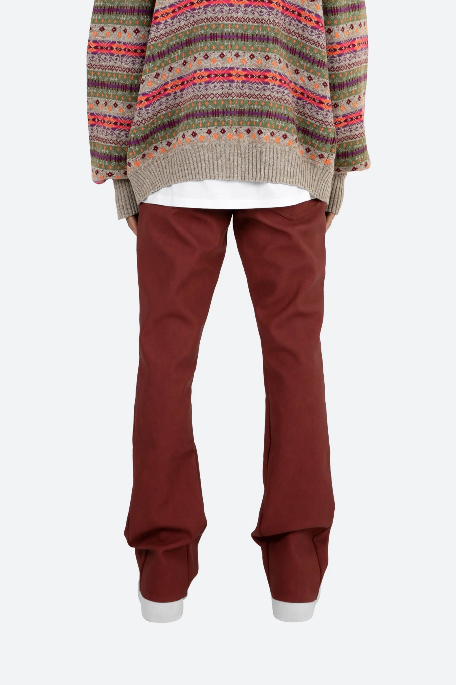 B460 Leather Flare Pants - Burgundy 8 B460 Leather Flare Pants - Burgundy - Image 6