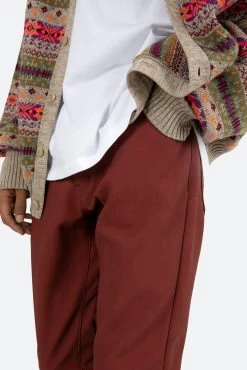 B460 Leather Flare Pants - Burgundy 17 B460 Leather Flare Pants - Burgundy -clothing B460 Leather Flare Pants Burgundy 7