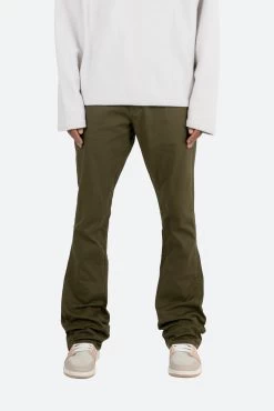 B472 Twill Flare Pants - Olive -clothing B472 Twill Flare Pants Olive 3