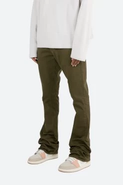 B472 Twill Flare Pants - Olive -clothing B472 Twill Flare Pants Olive 4