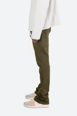 B472 Twill Flare Pants - Olive -clothing B472 Twill Flare Pants Olive 5