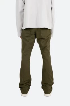 B472 Twill Flare Pants - Olive -clothing B472 Twill Flare Pants Olive 6