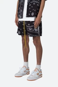 Bandana Paisley Shorts - Black 12 Bandana Paisley Shorts - Black -clothing Bandana Paisley Shorts Black 4