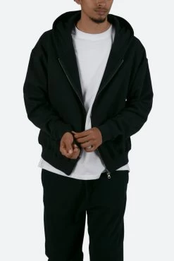 Basic Zip Up Hoodie - Black -clothing Basic Zip Up Hoodie Black 9