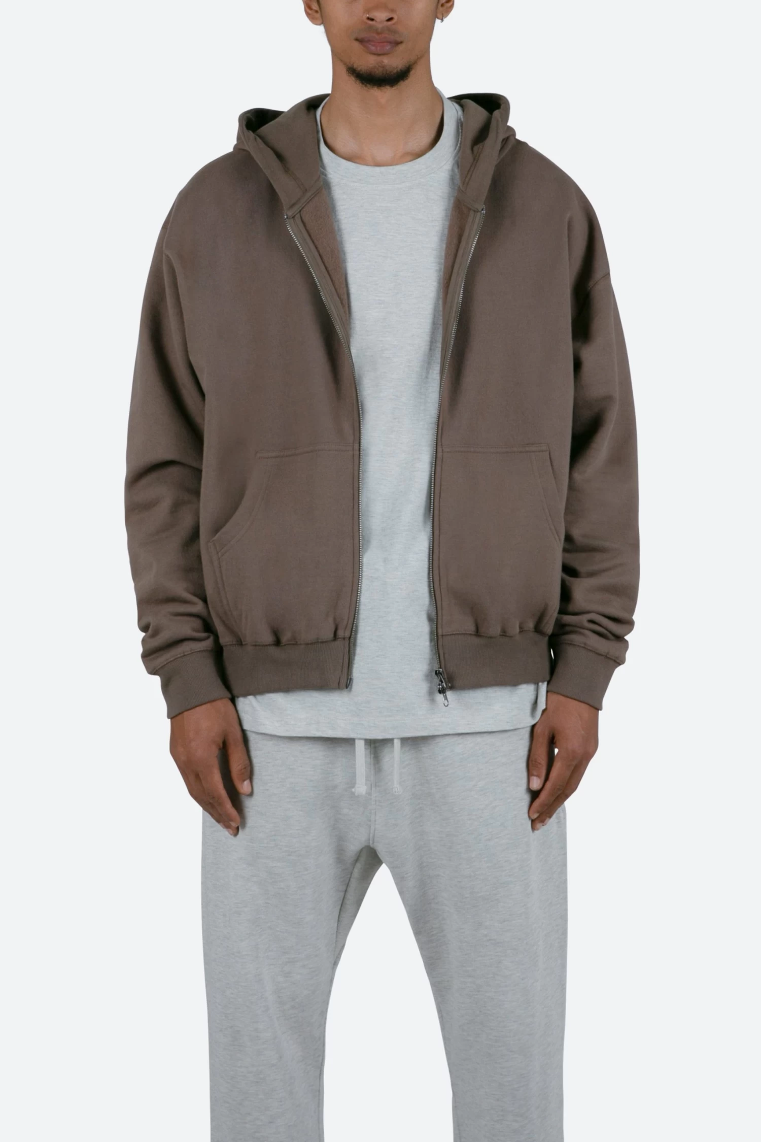 Basic Zip Up Hoodie - Brindle 5 Basic Zip Up Hoodie - Brindle - Image 3