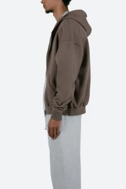 Basic Zip Up Hoodie - Brindle 15 Basic Zip Up Hoodie - Brindle -clothing Basic Zip Up Hoodie Brindle 5