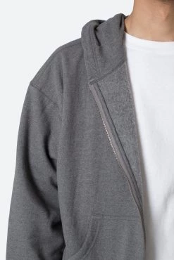Basic Zip Up Hoodie - Dark Heather -clothing Basic Zip Up Hoodie Dark Heather 7