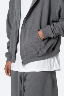 Basic Zip Up Hoodie - Dark Heather -clothing Basic Zip Up Hoodie Dark Heather 8