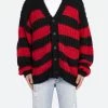 Big Stripe Cardigan - Black/Red -clothing Big Stripe Cardigan BlackRed