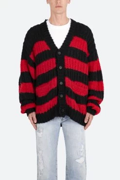 Big Stripe Cardigan - Black/Red