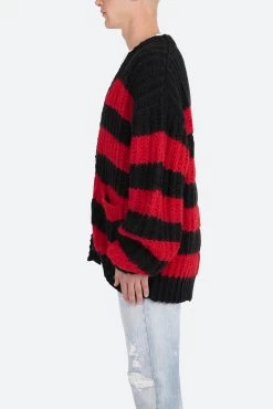 Big Stripe Cardigan - Black/Red -clothing Big Stripe Cardigan BlackRed 4