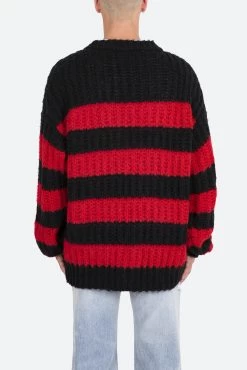 Big Stripe Cardigan - Black/Red -clothing Big Stripe Cardigan BlackRed 5