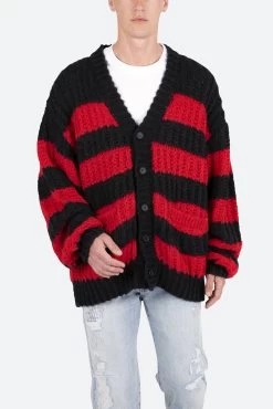 Big Stripe Cardigan - Black/Red -clothing Big Stripe Cardigan BlackRed 6
