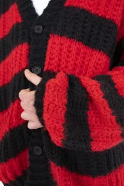 Big Stripe Cardigan - Black/Red -clothing Big Stripe Cardigan BlackRed 7