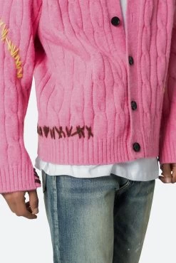 Cable Knit Cardigan Sweater - Pink 17 Cable Knit Cardigan Sweater - Pink -clothing Cable Knit Cardigan Sweater Pink 7