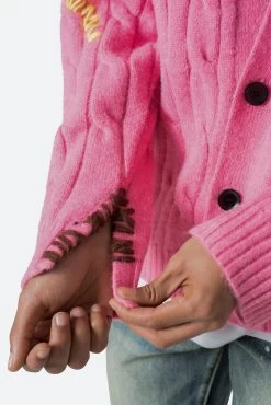 Cable Knit Cardigan Sweater - Pink 18 Cable Knit Cardigan Sweater - Pink -clothing Cable Knit Cardigan Sweater Pink 8