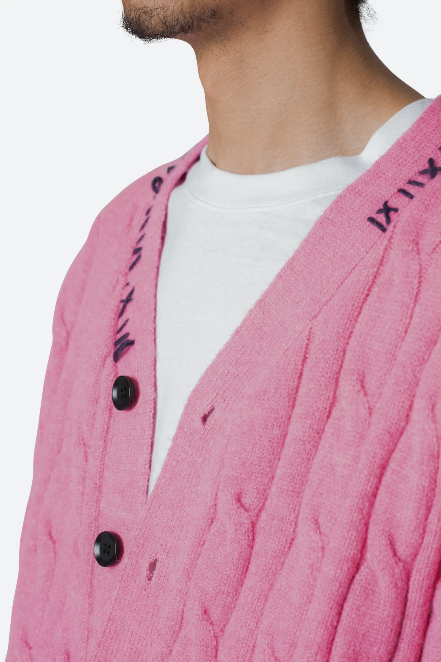 Cable Knit Cardigan Sweater - Pink 11 Cable Knit Cardigan Sweater - Pink - Image 9