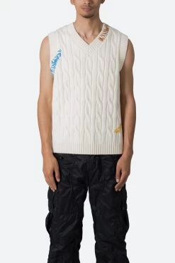 Cable Knit Vest - Off White
