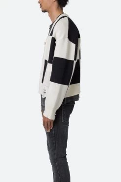 Checkered Cardigan - Black/White 13 Checkered Cardigan - Black/White -clothing Checkered Cardigan BlackWhite 4