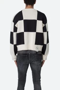 Checkered Cardigan - Black/White 14 Checkered Cardigan - Black/White -clothing Checkered Cardigan BlackWhite 5