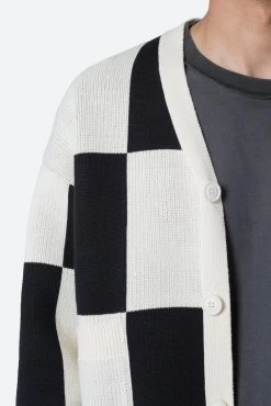 Checkered Cardigan - Black/White 17 Checkered Cardigan - Black/White -clothing Checkered Cardigan BlackWhite 8