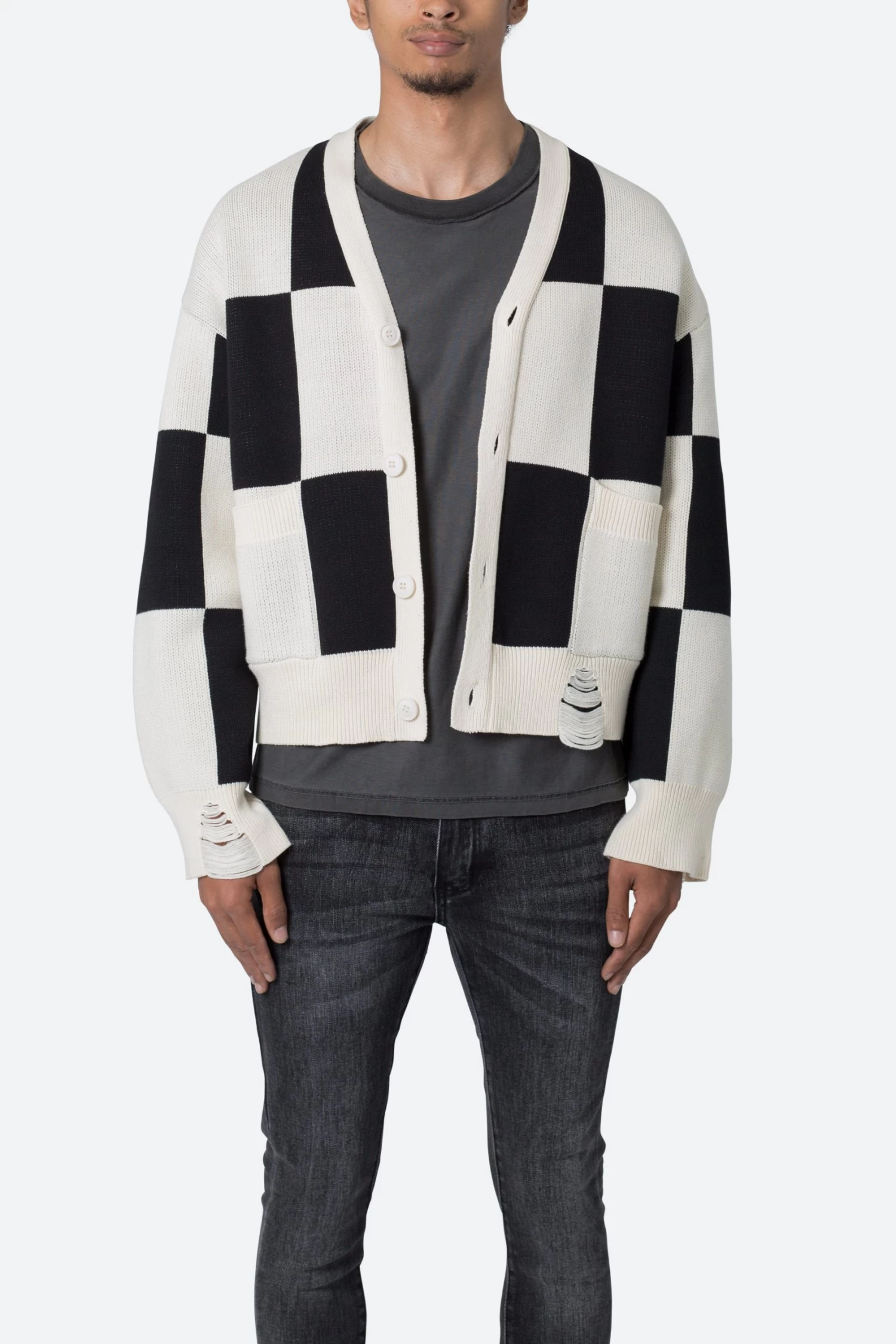 Checkered Cardigan - Black/White 3 Checkered Cardigan - Black/White