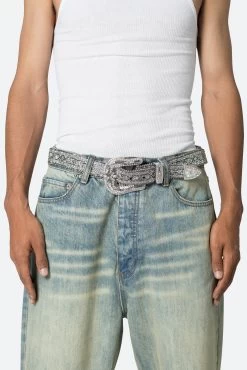 Chevron Caviar Belt - SIlver -clothing Chevron Caviar Belt SIlver 4