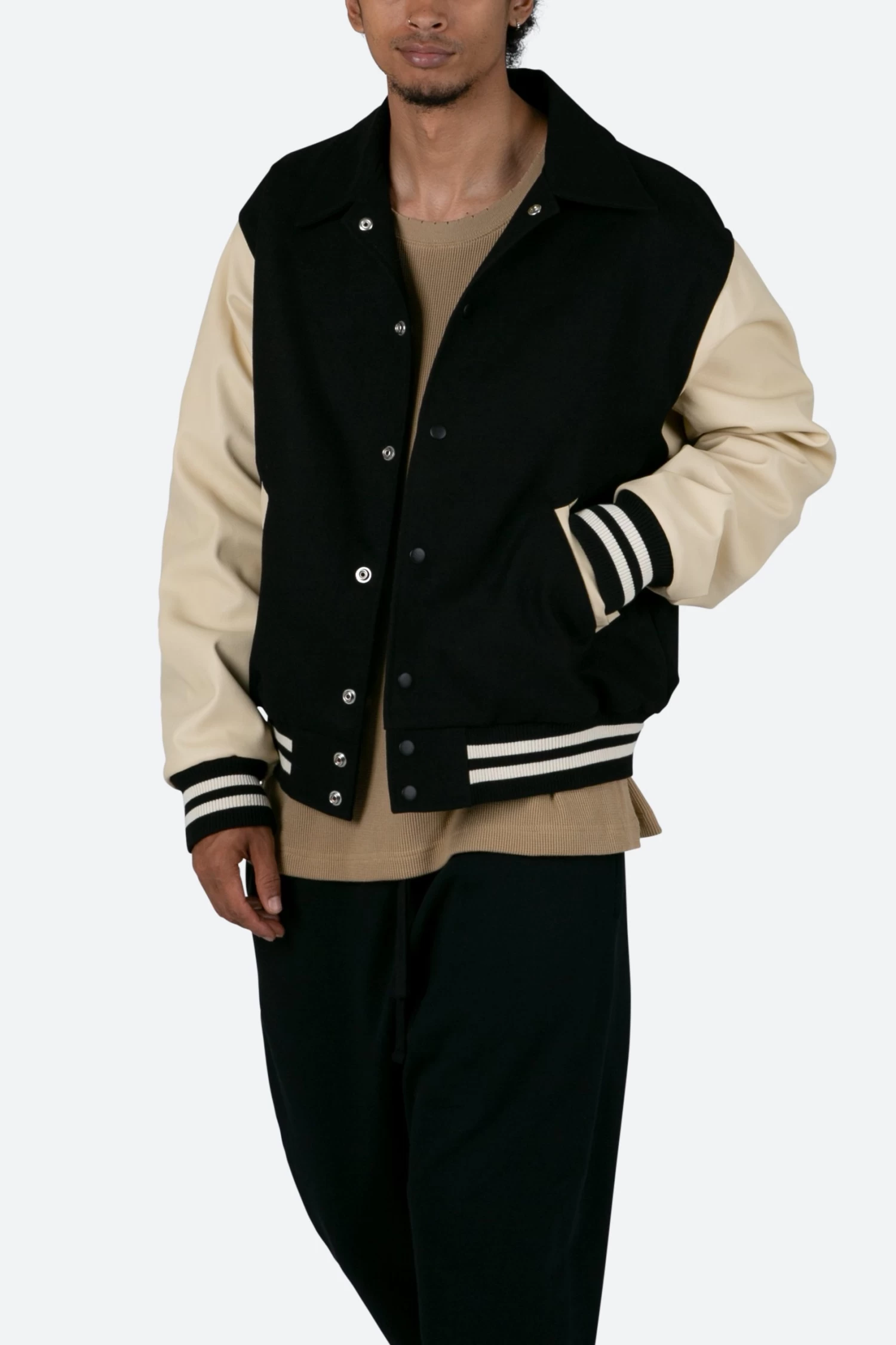 Collared Varsity Jacket - Black/White 4 Collared Varsity Jacket - Black/White - Image 2