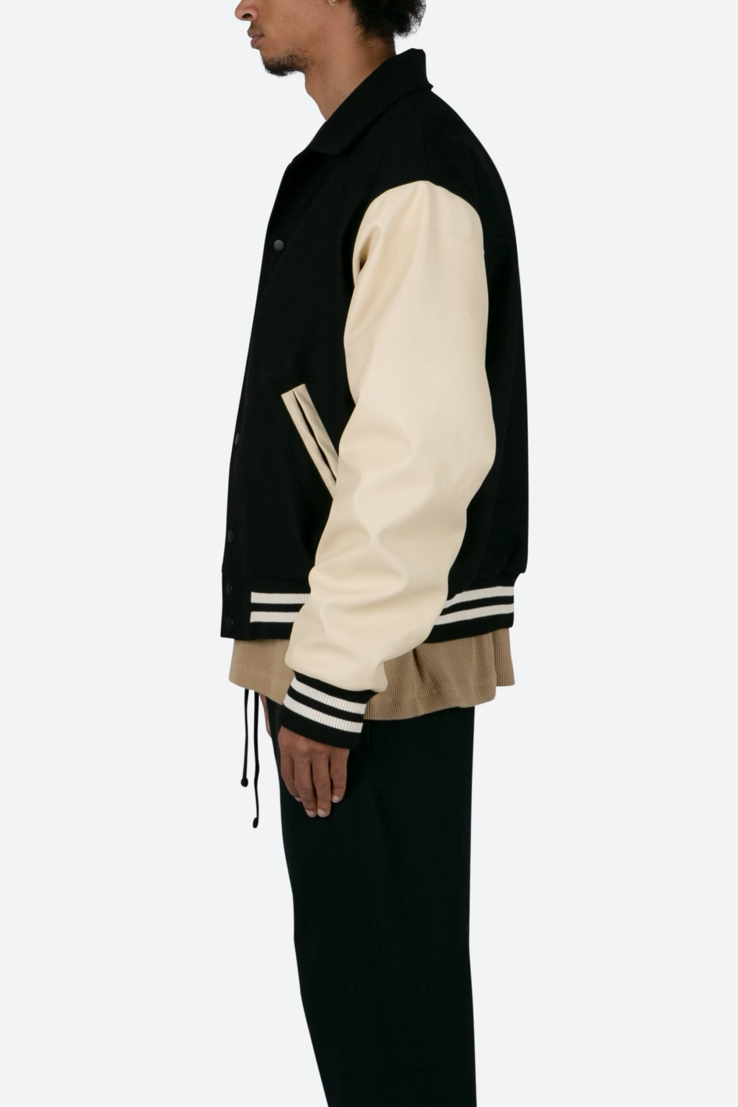 Collared Varsity Jacket - Black/White 7 Collared Varsity Jacket - Black/White - Image 5