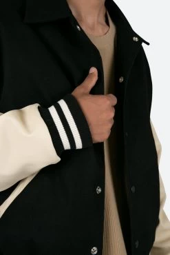Collared Varsity Jacket - Black/White 17 Collared Varsity Jacket - Black/White -clothing Collared Varsity Jacket BlackWhite 7