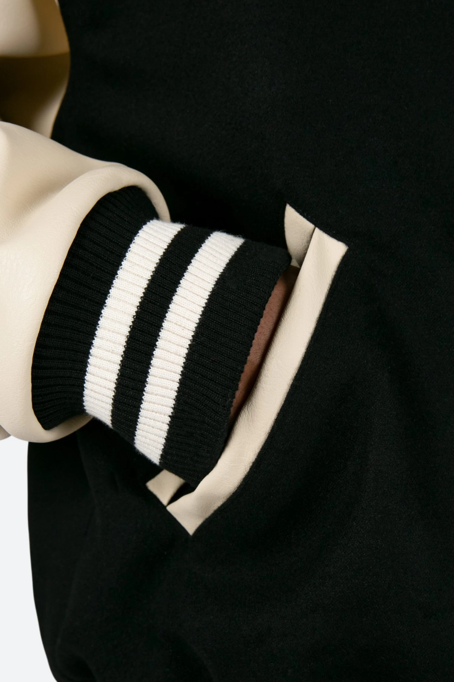 Collared Varsity Jacket - Black/White 10 Collared Varsity Jacket - Black/White - Image 8