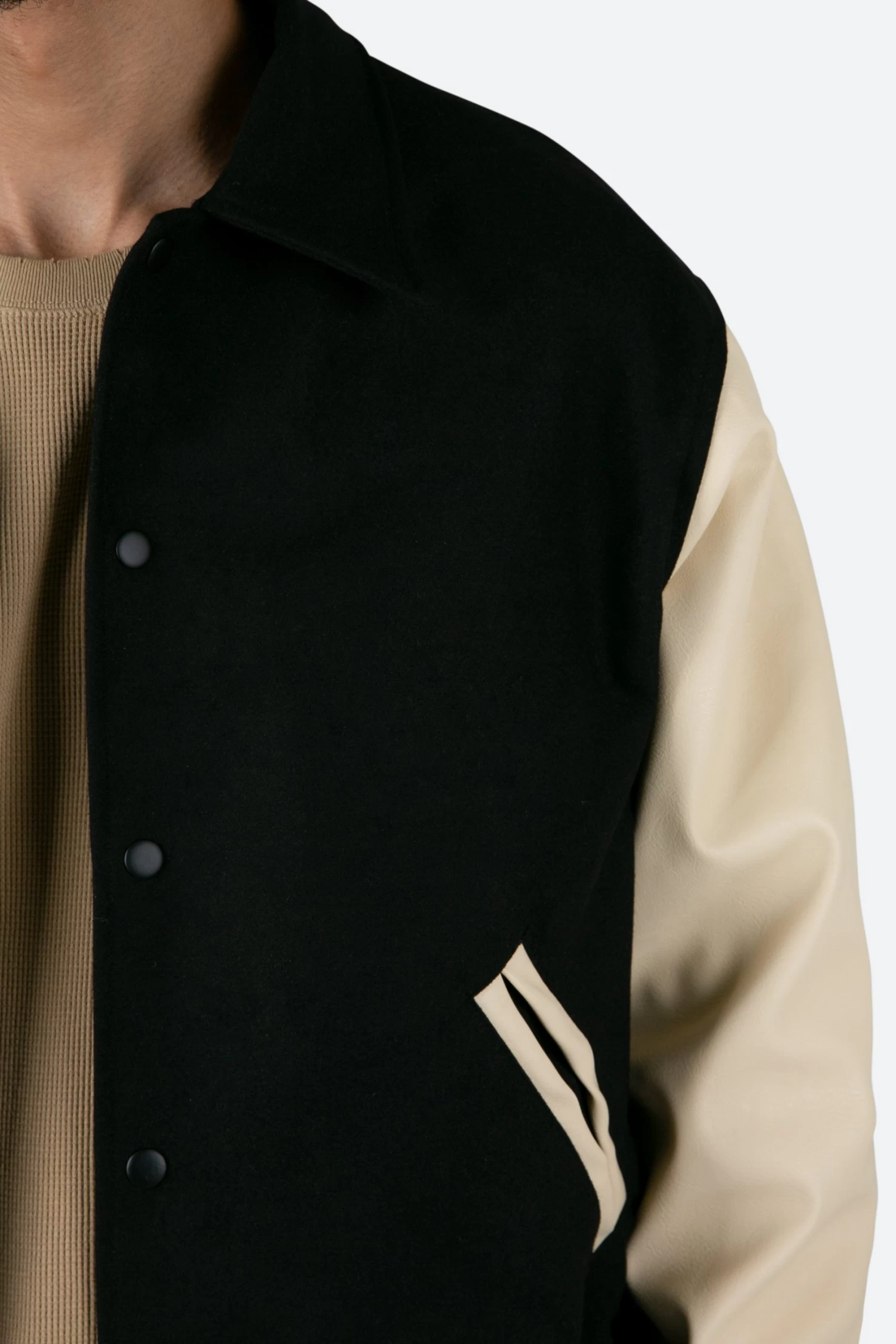 Collared Varsity Jacket - Black/White 11 Collared Varsity Jacket - Black/White - Image 9