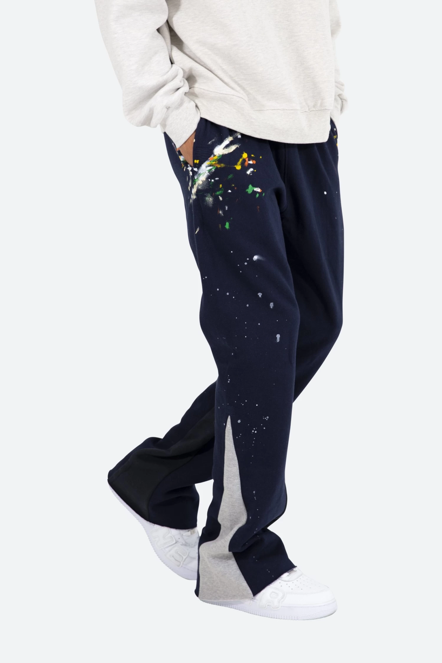 Contrast Bootcut Sweatpants - Navy 4 Contrast Bootcut Sweatpants - Navy - Image 2