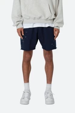 Contrast Paneled Sweatshorts - Navy 12 Contrast Paneled Sweatshorts - Navy -clothing Contrast Paneled Sweatshorts Navy 3