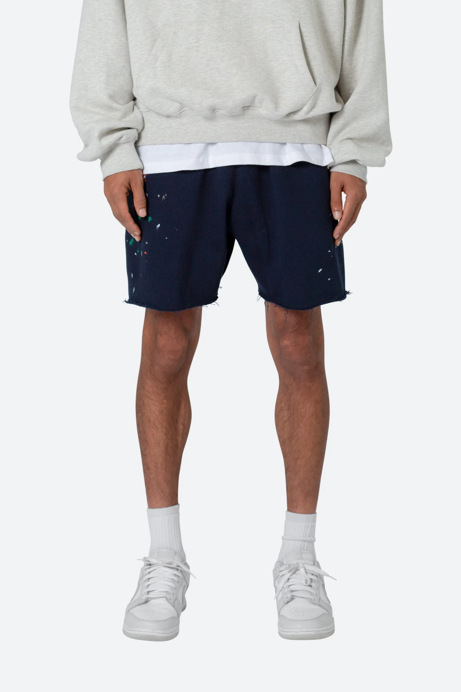 Contrast Paneled Sweatshorts - Navy 5 Contrast Paneled Sweatshorts - Navy - Image 3