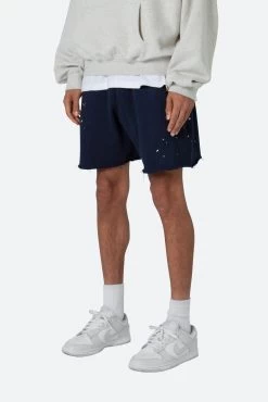 Contrast Paneled Sweatshorts - Navy 13 Contrast Paneled Sweatshorts - Navy -clothing Contrast Paneled Sweatshorts Navy 4