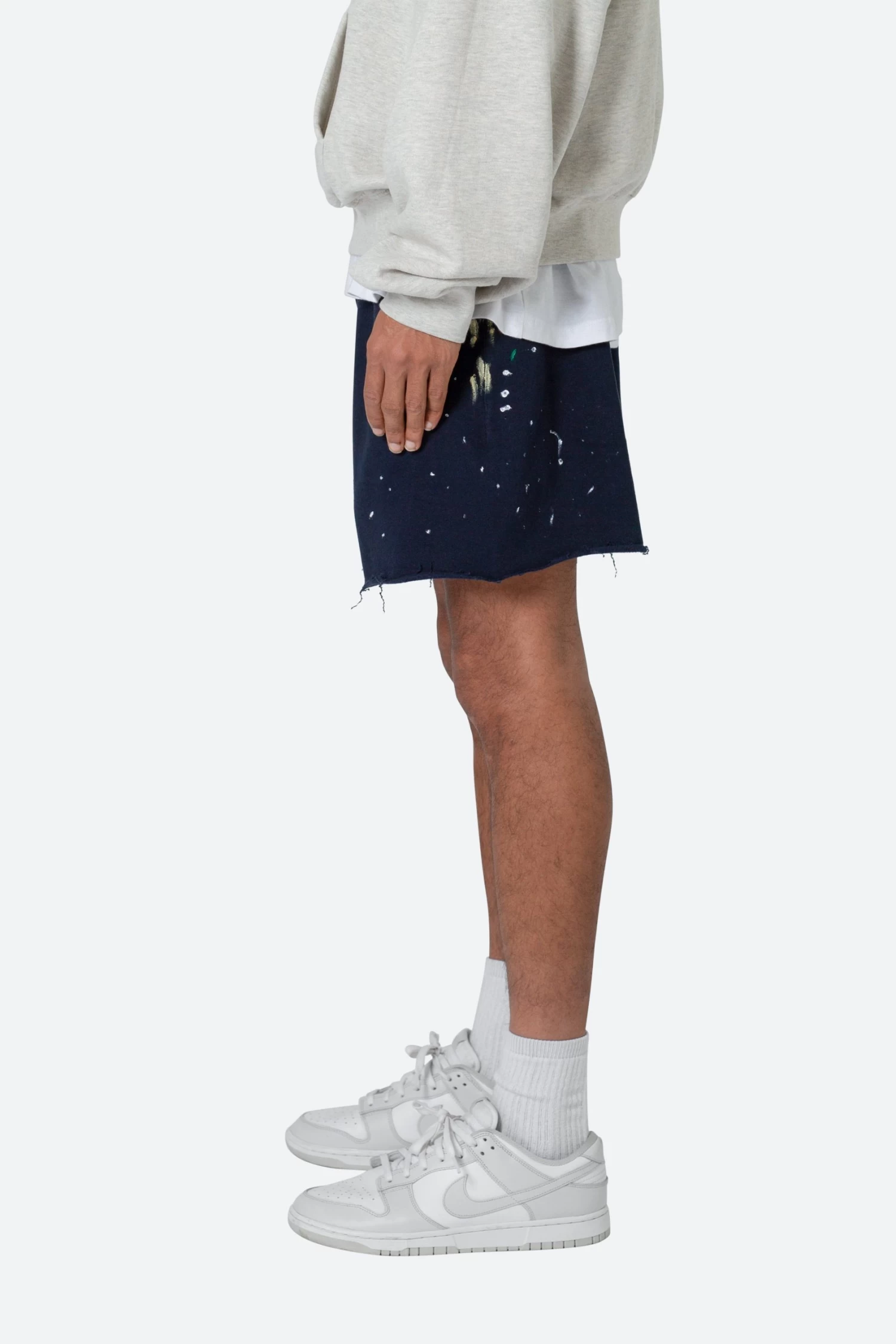 Contrast Paneled Sweatshorts - Navy 7 Contrast Paneled Sweatshorts - Navy - Image 5